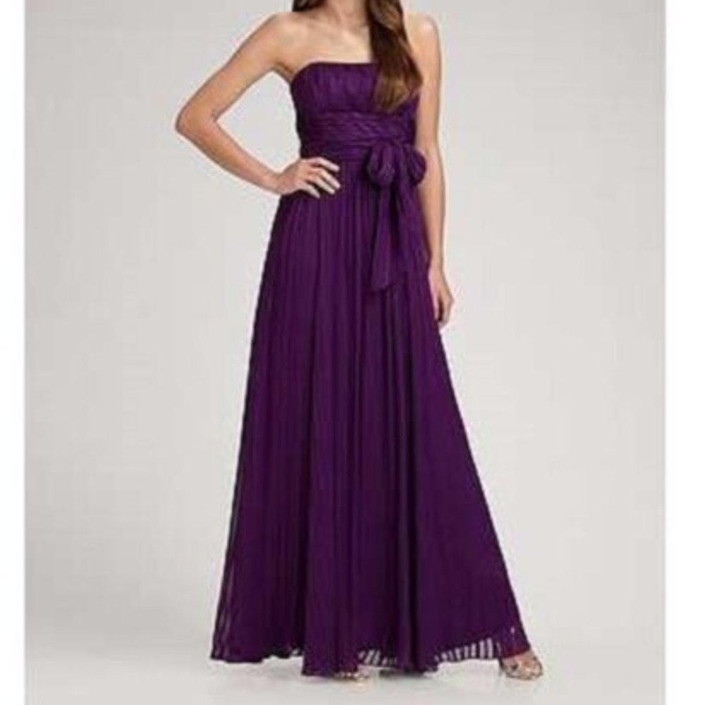 BCBGMaxAzria purple strapless gown